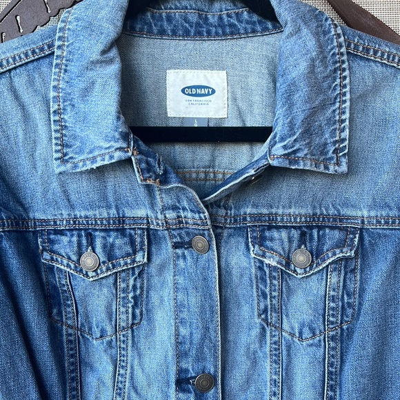 Old Navy Distressed Blue Denim Jean Jacket - Picture 6 of 11